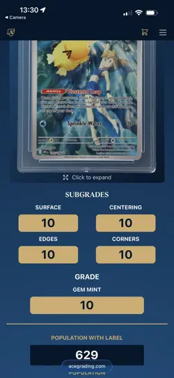 Pokemon TCG Misty’s Psyduck Destined Rivals 193/182 ACE 10 Perfect Subgrades - Image 2