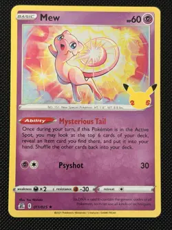 Mew 011/025 Holo Rare 25th Anniversary Celebrations Pokemon Card NM - Image 1