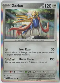 Zacian 136/182 Rare Paradox Rift Pokemon Holo Lightly Played - Image 1