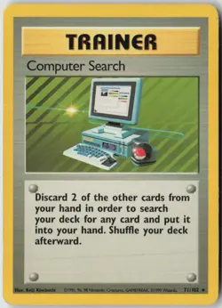 Computer Search 71/102 Rare Base Set Unlimited Pokemon Damaged - Image 1