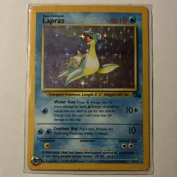 Pokemon TCG Lapras 10/62 Fossil Holo Rare WOTC English 1999 Basic 80 HP - Image 1