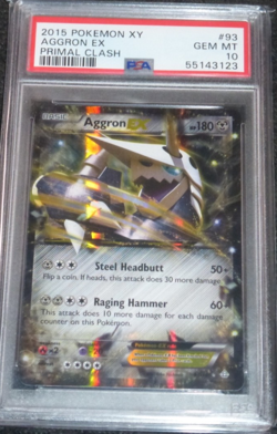 2015 POKEMON XY PRIMAL CLASH AGGRON EX 93/160 PSA 10 GEM MINT - Image 3