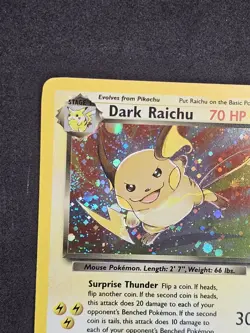 Pokemon Dark Raichu Holo Card Team Rocket Secret Rare 83/82 LP SWIRL - Image 5