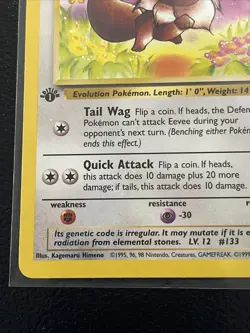 WotC Eevee 51/64 Jungle 1st edition Regular Common 50 HP English Himeno - Image 3