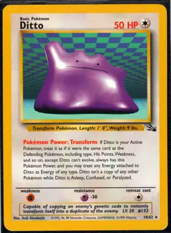 Ditto 18/62 Rare Unlimited Fossil Pokemon NM - Image 1