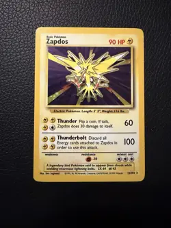 Pokemon TCG Zapdos Base Set 16/102 Holo Rare MP - Image 1