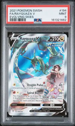 2021 POKEMON SWORD & SHIELD EVOLVING SKIES #194 FULL ART/RAYQUAZA V PSA 9 - Image 1