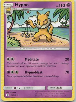 Hypno 60/149 SM Base Set Uncommon Pokemon MP - Image 1