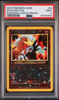 2001 POKEMON GAME MOVIE POKEMON 3 MOVIE PROMO #34 ENTEI-REVERSE FOIL PSA 9 - Image 1