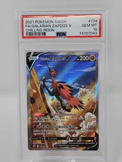 2021 Pokemon Chilling Reign Galarian Zapdos V Alt Art PSA 10 - Image 1