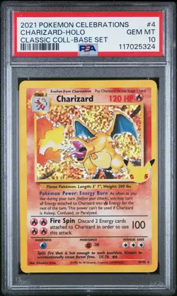 2021 POKEMON CELEBRATIONS CLASSIC COLLECTION 4 CHARIZARD HOLO PSA 10 GEM MINT - Image 1