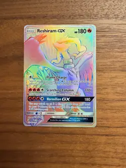 Reshiram GX Rainbow Secret Rare 71/70 Dragon Majesty Holo 71/70 #71/70 - Image 1