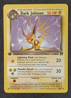Pokemon TCG Dark Jolteon 38/82 - 1st Edition Team Rocket Uncommon Card NM - Image 1