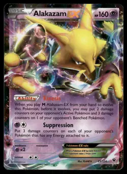 Pokemon Cards Alakazam EX 25/124 Fates Collide Holo EX Rare NM - Image 1