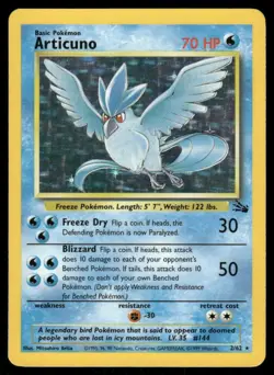 Pokemon Cards Articuno 2/62 Unlimited Holo Fossil WOTC Rare LP *2 - Image 1