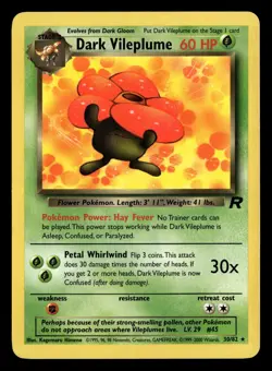 Dark Vileplume 30/82 Unlimited Rare Team Rocket Pokemon Card - 1 - Image 2