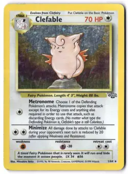 Pokemon Card - Clefable 1/64 Holo Unlimited Holo Rare - Jungle - HP - Image 1