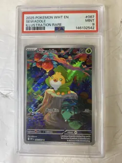 POKEMON WHT EN-WHITE FLARE ILLUSTRATION RARE #087 - SEWADDLE 087/086 - PSA 9 - Image 1