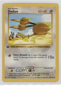 Doduo Shadowless 1st Ed. Pokemon Base Set #48 1999 - Image 1
