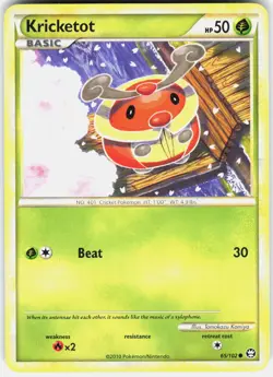 Kricketot 65/102 Common HGSS Triumphant Pokemon Lightly Played - Image 1