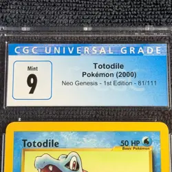 Pokemon Totodile 1st Edition 81/111 CGC 9 Mint Blue Label 2000 Neo Genesis TCG - Image 3