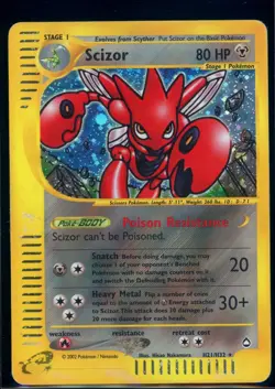 Pokemon AQUAPOLIS - #H21/H32 Scizor - Holo - ENG - Heavily Played - Image 1