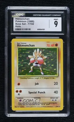 Hitmonchan Holo Pokemon Base Set CGC 9 Mint 1999 - Image 1
