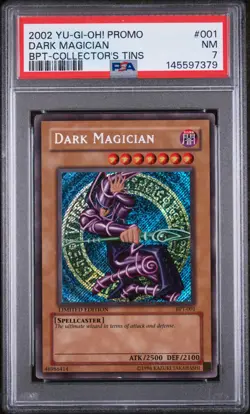 2002 YU-GI-OH! PROMO BPT-COLLECTOR'S TINS #001 DARK MAGICIAN PSA 7 - Image 1