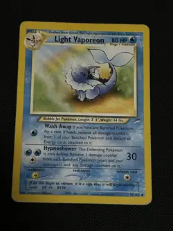 Pokemon TCG Light Vaporeon Neo Destiny Card 52/105 Unlimited Uncommon LP Cond - Image 3