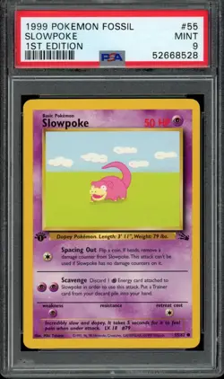 1999 Pokemon Fossil Unlimited 1st Edition Slowpoke #55 55/62 PSA 9 Fresh Grade! - Image 1