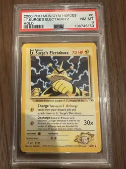 2000 POKEMON GYM HEROES HOLO #6 LT. SURGE'S ELECTABUZZ PSA 8 - Image 3