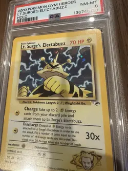 2000 POKEMON GYM HEROES HOLO #6 LT. SURGE'S ELECTABUZZ PSA 8 - Image 5