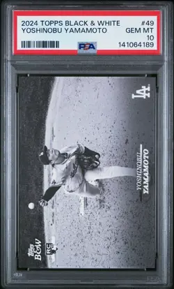 Yoshinobu Yamamoto 2024 Topps Black & White RC Rookie #49 Dodgers PSA 10 - Image 1