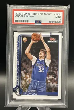 Cooper Flagg Topps 2026 Hobby Rip Night RC #BK21 Rookie PSA 9 Mavericks - Image 1