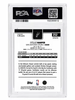 2025 Topps Chrome Dylan Harper San Antonio Spurs #252 Refractor PSA 9 - Image 2