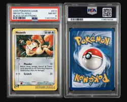 2003 Pokemon Black Star Promo #013 Meowth-Holo Black Star Promo PSA 8 with SWIRL - Image 3