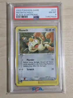 2003 Pokemon Black Star Promo #013 Meowth-Holo Black Star Promo PSA 8 with SWIRL - Image 4