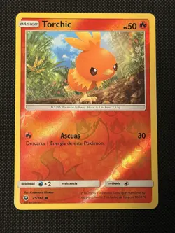 Torchic Reverse Holo Common 25/168 Pokemon TCG Celestial Storm NM Spanish - Image 1