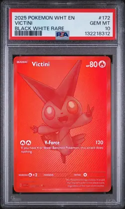 2025 POKEMON WHT EN-WHITE FLARE BLACK WHITE RARE #172 VICTINI PSA 10 - Image 1