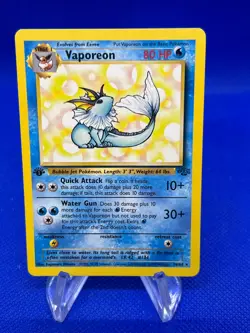 Vintage Pokemon WoTC Jungle 1st Edition Vaporeon 28/64 Regular Rare LP - Image 1