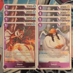 4 x Shura OP15-067 R & r x Satori OP15-066 R One Piece Mint Foil Playsets - Image 1