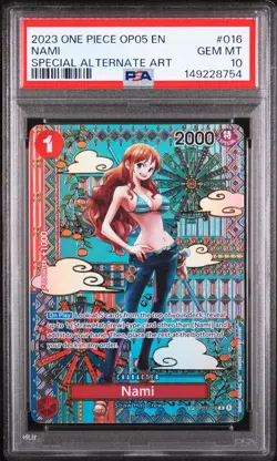 2023 ONE PIECE OP05-AWAKENING OF THE NEW ERA SPECIAL ALTERNATE ART NAMI PSA 10 - Image 1