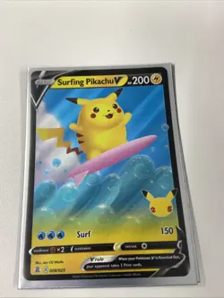 Pokemon TCG Surfing Pikachu Celebrations Ultra Rare Card 009/025 - Image 1