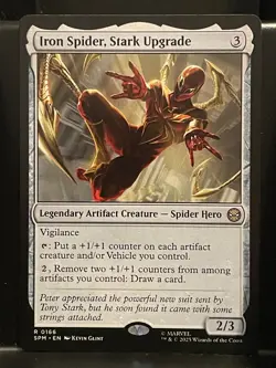 Iron Spider, Stark Upgrade #166 NM/M MTG Spiderman Magic Card - Image 1