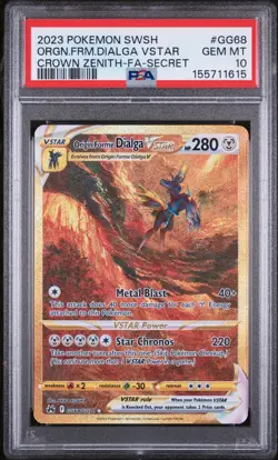 POKEMON SWORD & SHIELD CROWN ZENITH FULL ART/ORIGIN FORME DIALGA VSTAR PSA 10 - Image 1