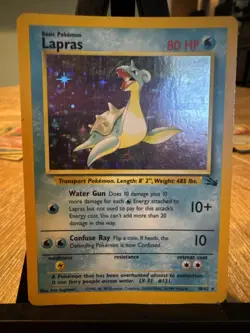Pokemon TCG Lapras Fossil Holo Unlimited Rare Card 10/62 - Image 1