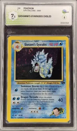 CARTA POKEMON GIOVANNI'S GYARADOS 5/132 ENG GRAAD 7.5 TCG CARD GYM CHALLENGE - Image 2
