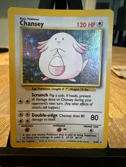 Pokemon TCG Chansey Holo Rare Card Base Set 3/102 - Image 1