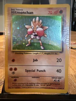 Pokemon TCG Hitmonchan 7/102 Unlimited Holo Base Set - Image 1