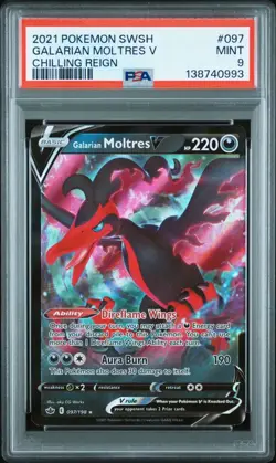(PSA 9) Pokemon: Chilling Reign – Galarian Moltres V #097 [Full Art] - Image 1